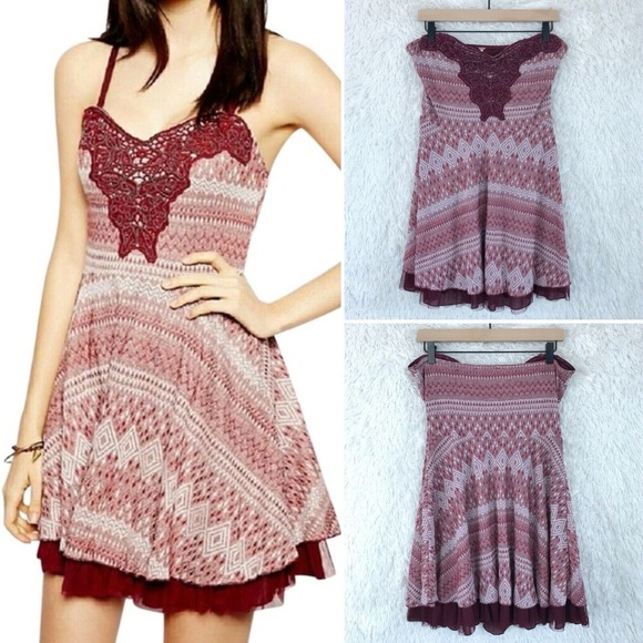 Free People Dresses & Skirts - Embroidered Boho Dress Red Strapless Free People